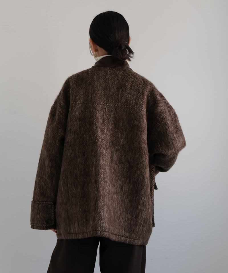 【10月下旬お届け】レザーカラーシャギーコート