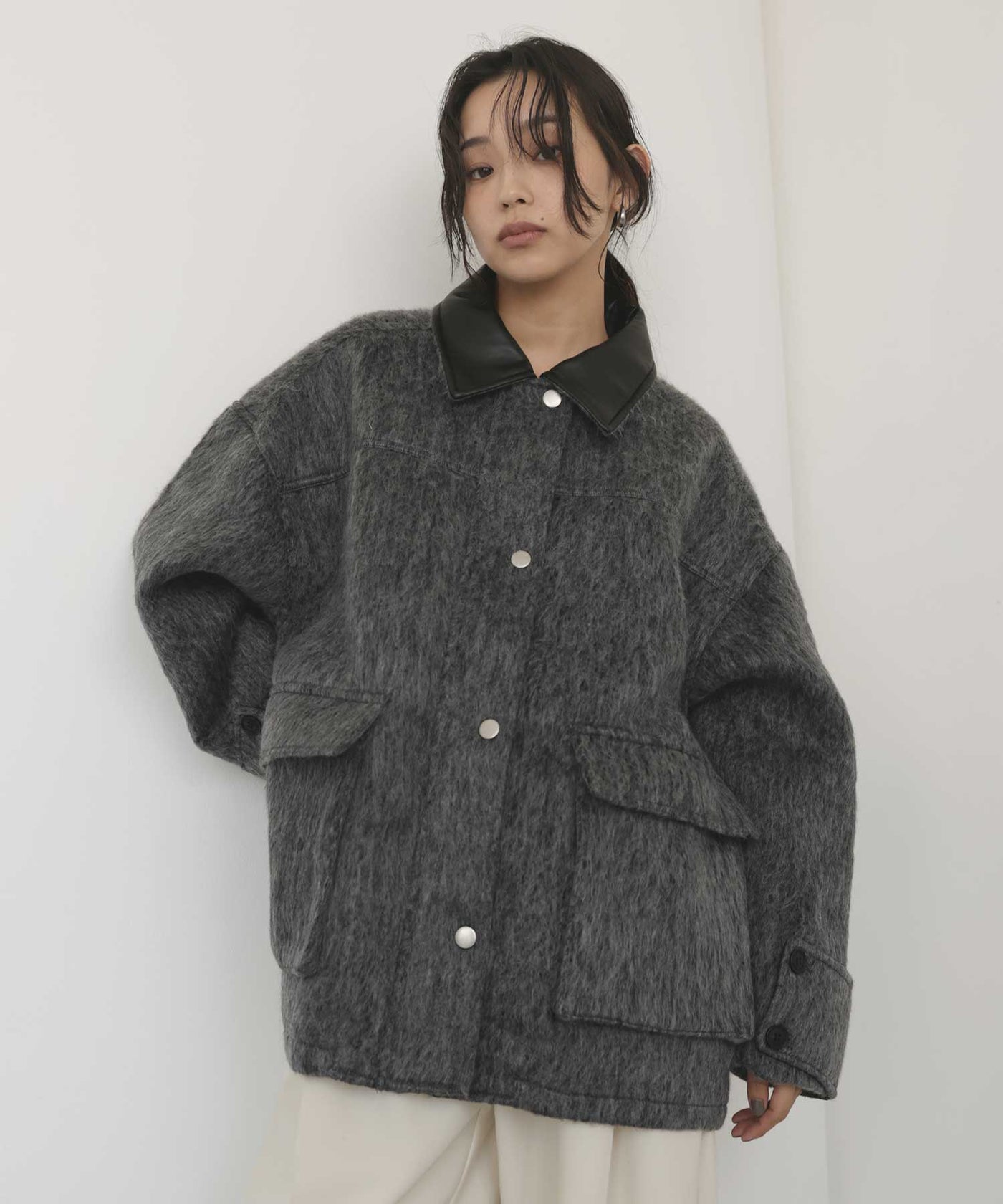 10月中旬予約商品】レザーカラーシャギーコート – hellam