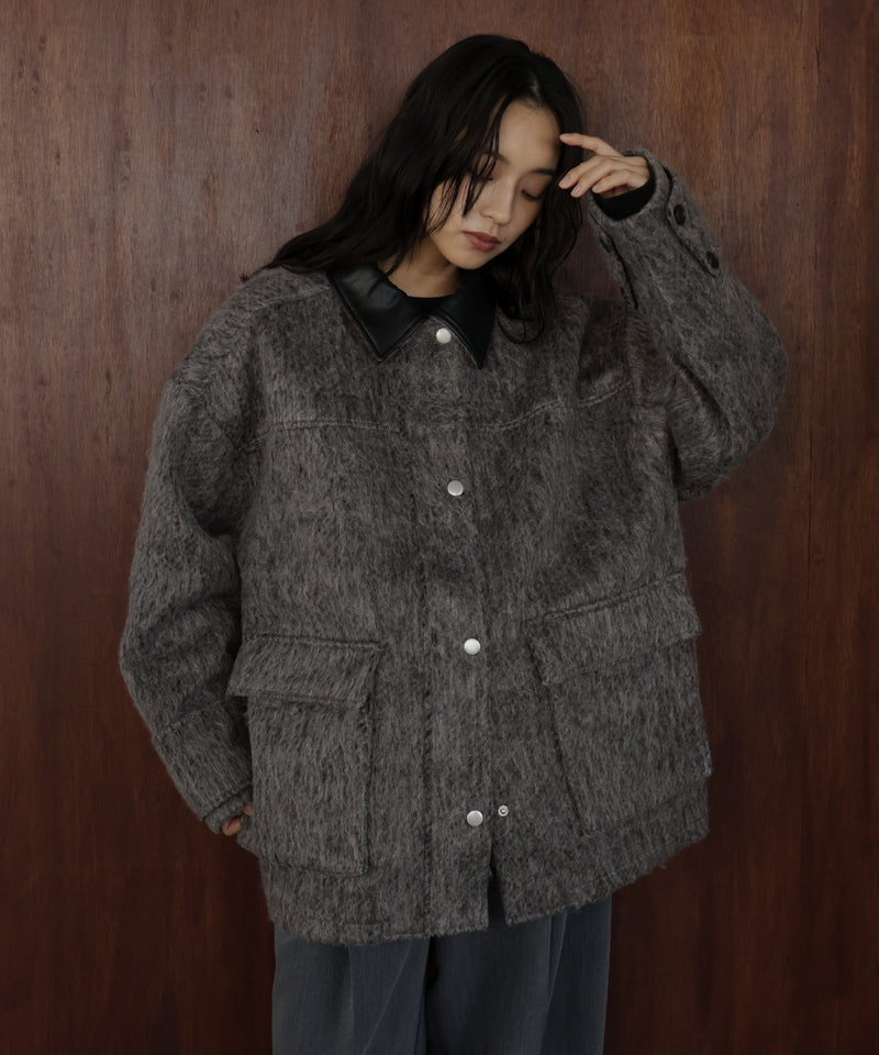 10月下旬お届け】レザーカラーシャギーコート – hellam