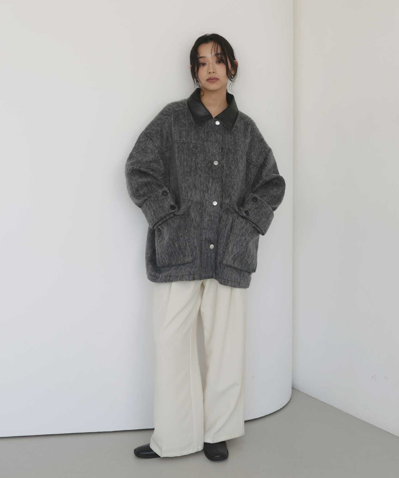 10月中旬予約商品】レザーカラーシャギーコート – hellam