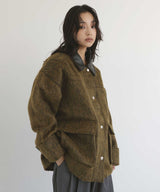 【10月中旬予約商品】レザーカラーシャギーコート