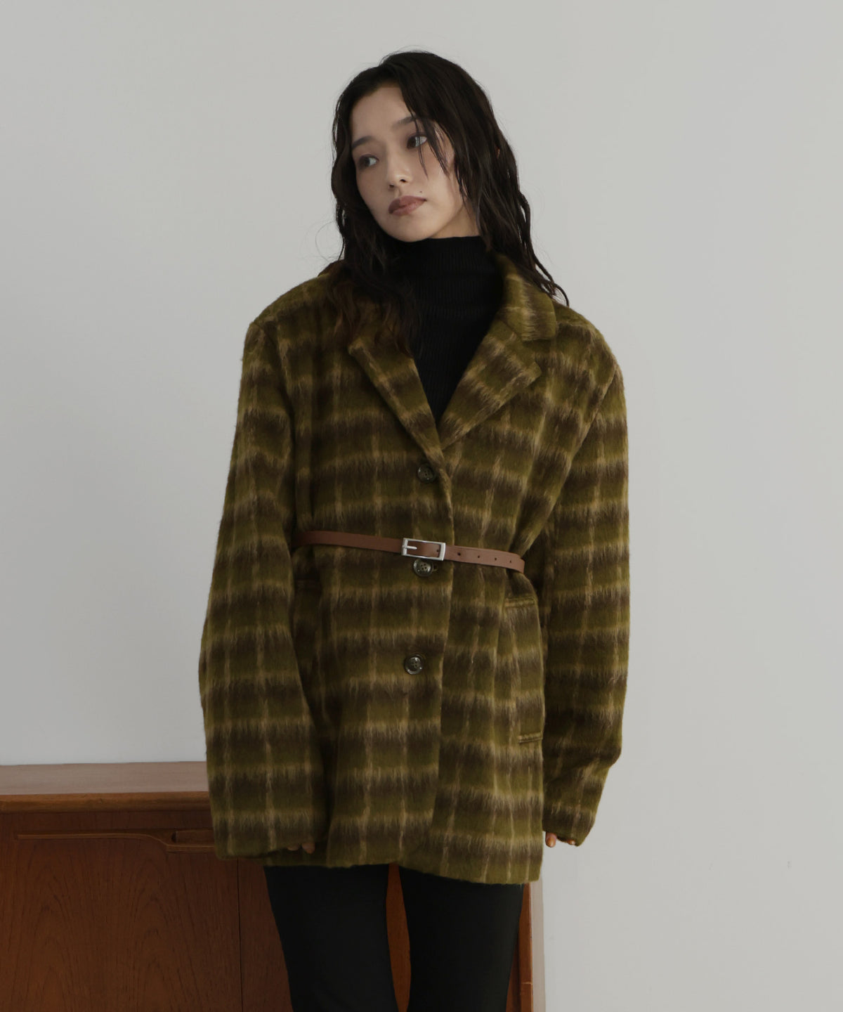 冬コート❣️シャギースタンドカラーコート シャギーコート ブラウン hellam hellam ステンカラーコート コート シャギースタンドカラー