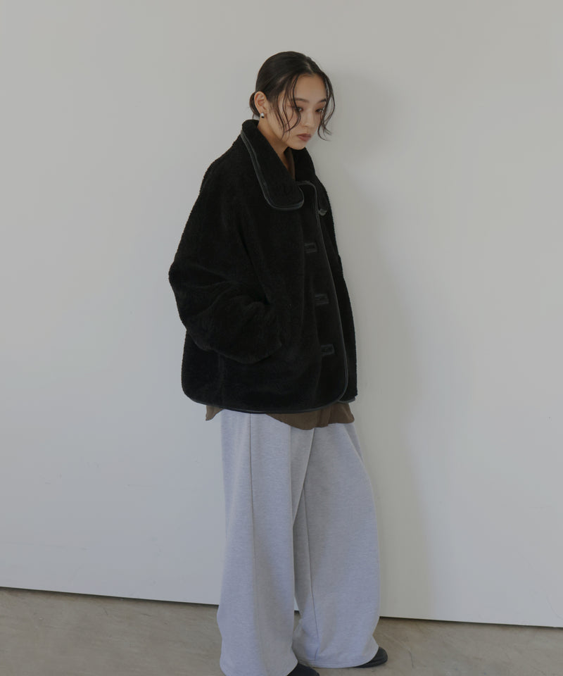 レザーパイピングボアジャケット