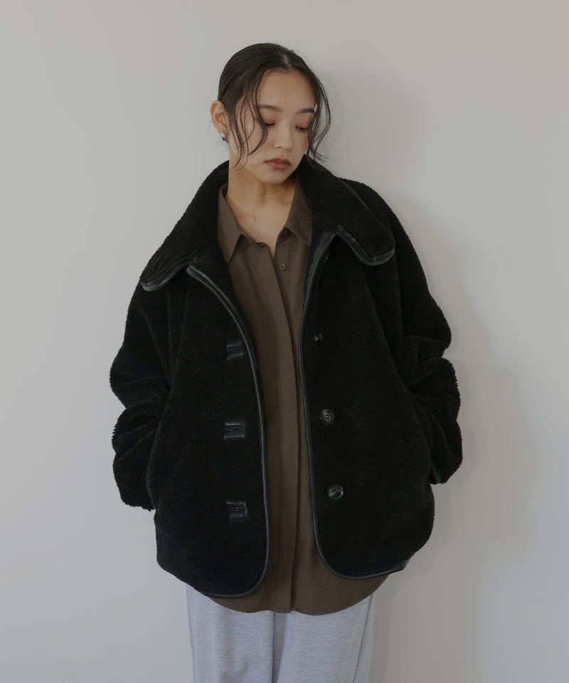 レザーパイピングボアジャケット