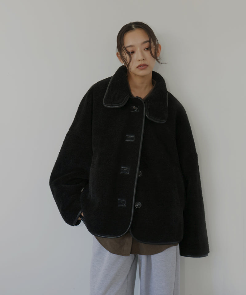 レザーパイピングボアジャケット