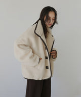 レザーパイピングボアジャケット