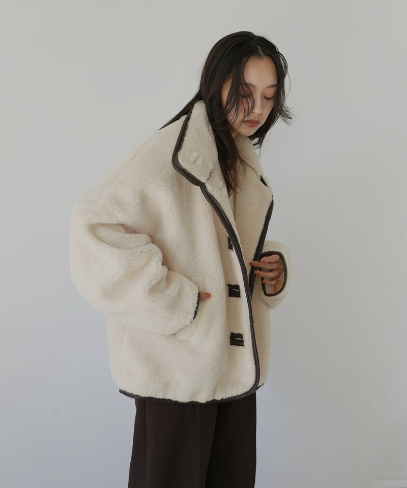 レザーパイピングボアジャケット