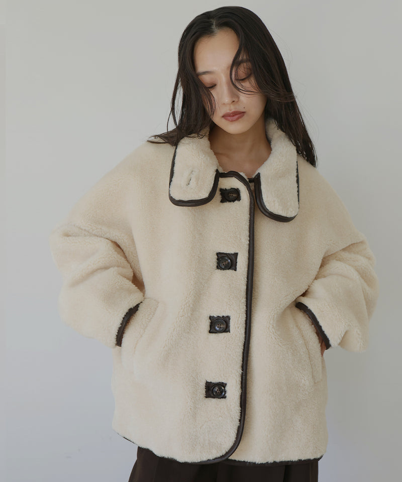 レザーパイピングボアジャケット