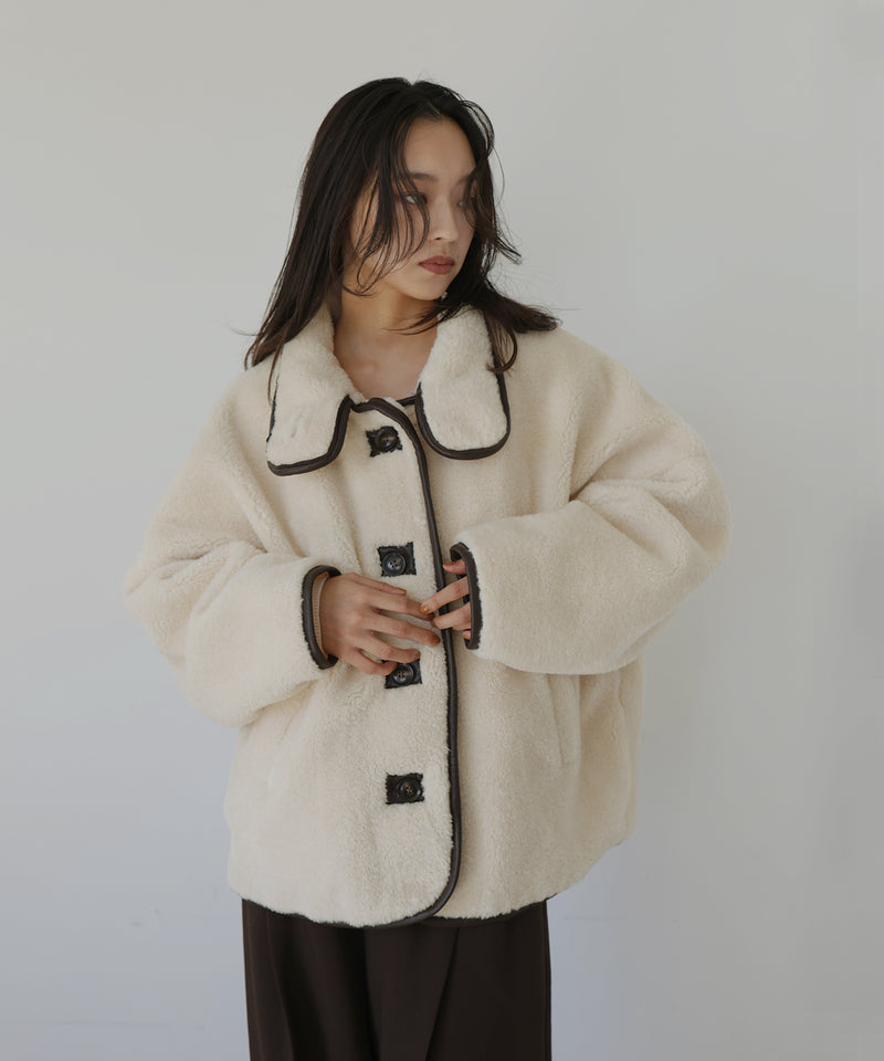 レザーパイピングボアジャケット