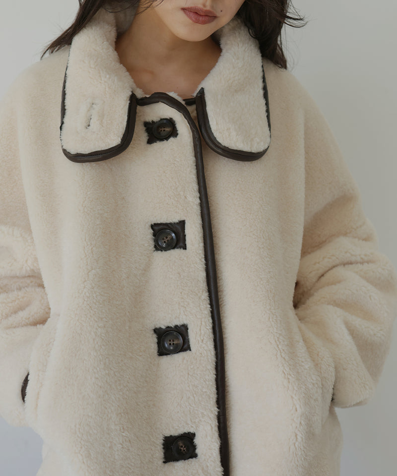 レザーパイピングボアジャケット