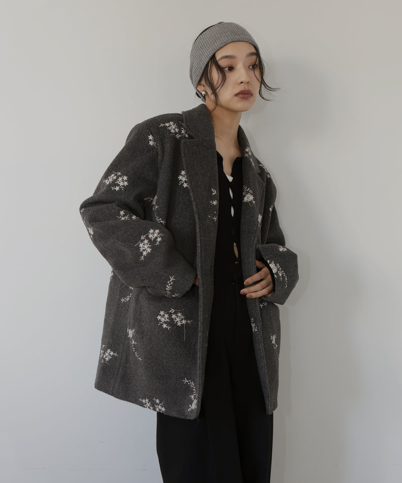 フラワーエンブロイダリーテーラードジャケット