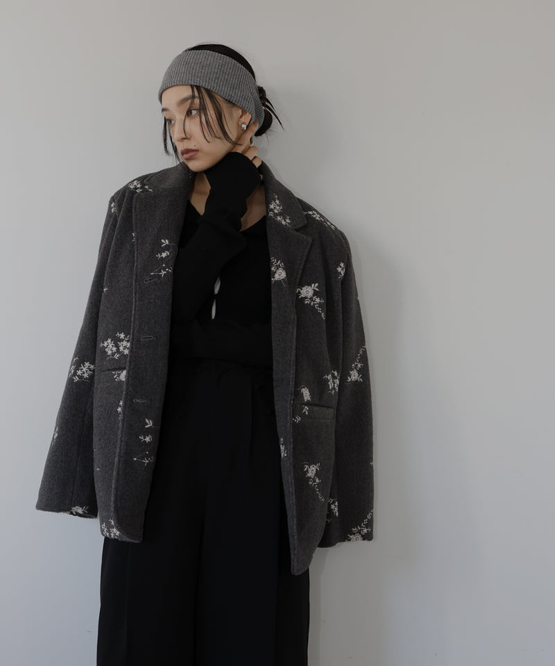 フラワーエンブロイダリーテーラードジャケット