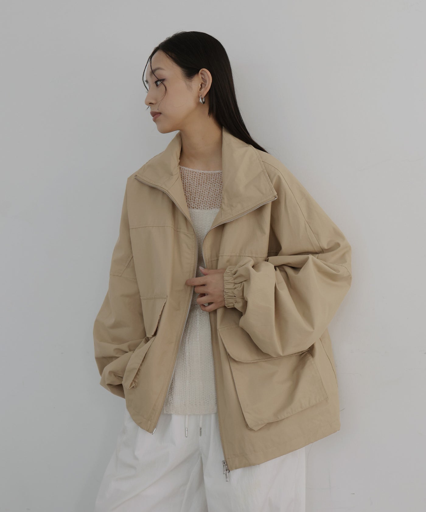 スタンドカラーツイルブルゾン – hellam