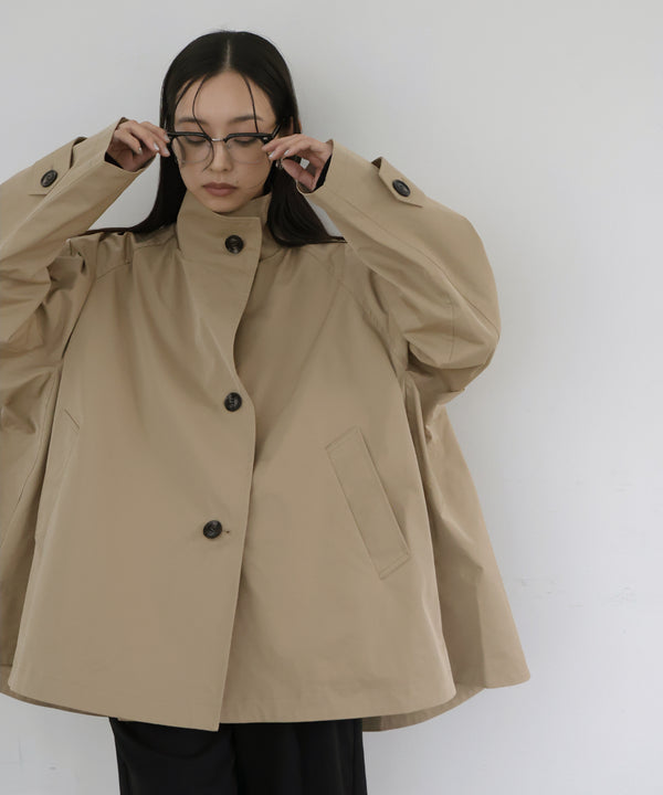 Horme のスタンドカラーランタンスリーブトレンチコート Horme