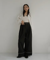 パイピングツイルワイドパンツ