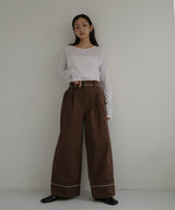 パイピングツイルワイドパンツ