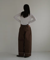 パイピングツイルワイドパンツ
