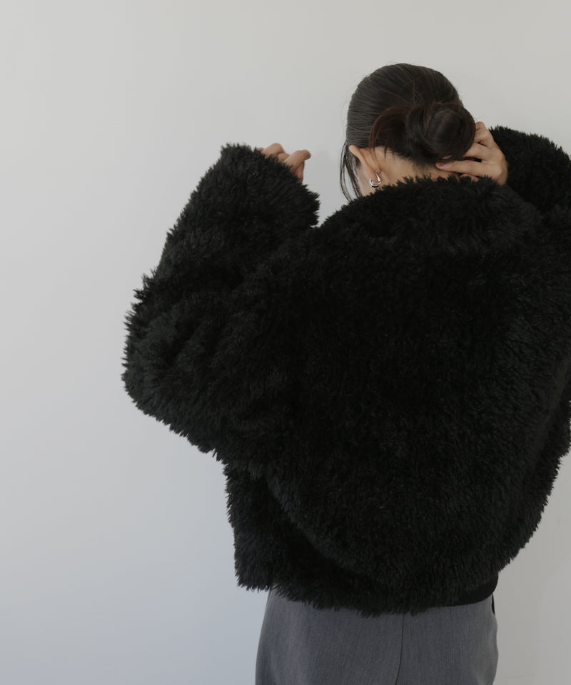 スタンドカラーフェイクファーブルゾン