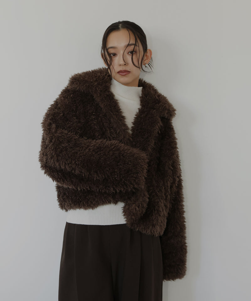 スタンドカラーフェイクファーブルゾン