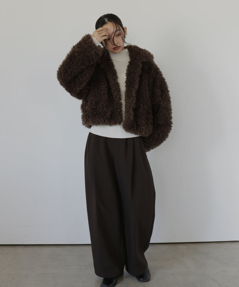 スタンドカラーフェイクファーブルゾン
