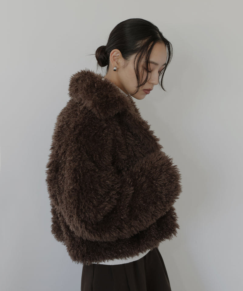 スタンドカラーフェイクファーブルゾン
