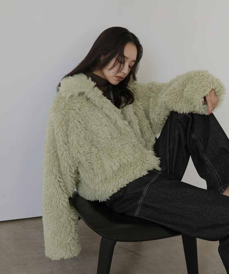 スタンドカラーフェイクファーブルゾン