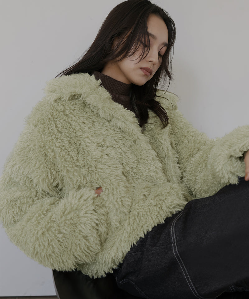 スタンドカラーフェイクファーブルゾン