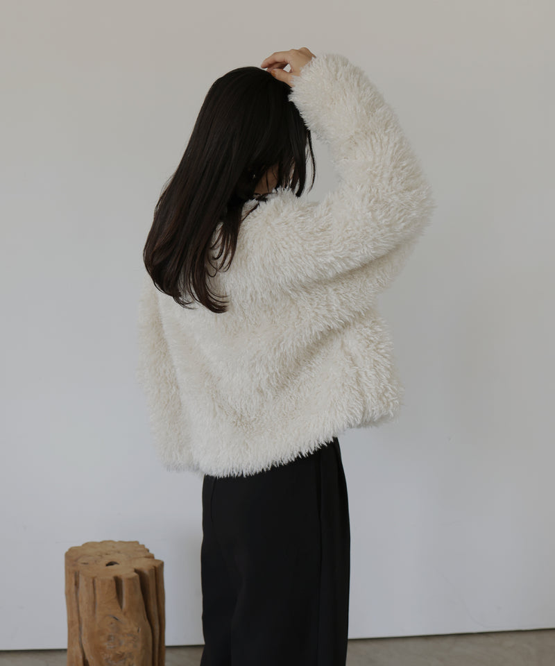 スタンドカラーフェイクファーブルゾン
