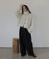 スタンドカラーフェイクファーブルゾン