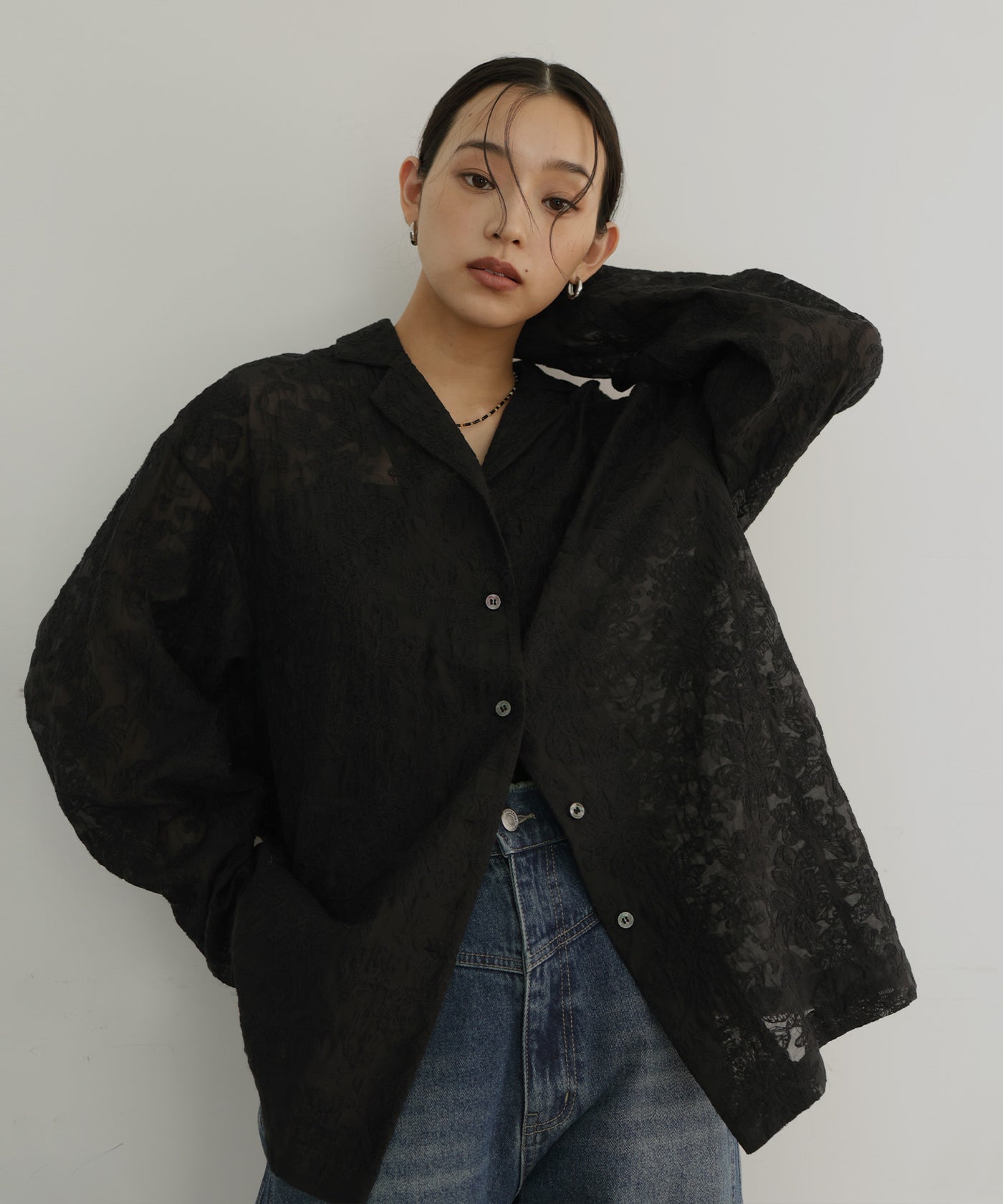 刺繍シアーオープンカラーシャツ – hellam