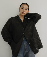 刺繍シアーオープンカラーシャツ