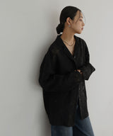 刺繍シアーオープンカラーシャツ