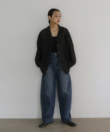 刺繍シアーオープンカラーシャツ