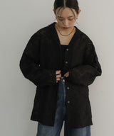 刺繍シアーオープンカラーシャツ