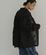 刺繍シアーオープンカラーシャツ