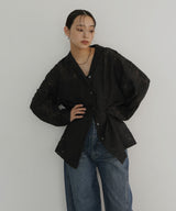 刺繍シアーオープンカラーシャツ