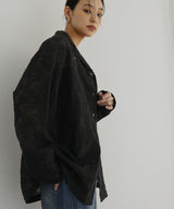 刺繍シアーオープンカラーシャツ