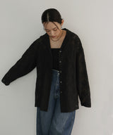 刺繍シアーオープンカラーシャツ