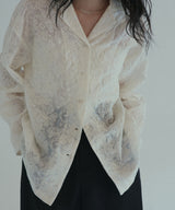 刺繍シアーオープンカラーシャツ