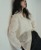 刺繍シアーオープンカラーシャツ