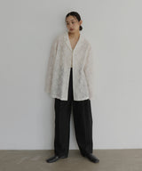 刺繍シアーオープンカラーシャツ