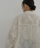 刺繍シアーオープンカラーシャツ