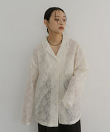 刺繍シアーオープンカラーシャツ