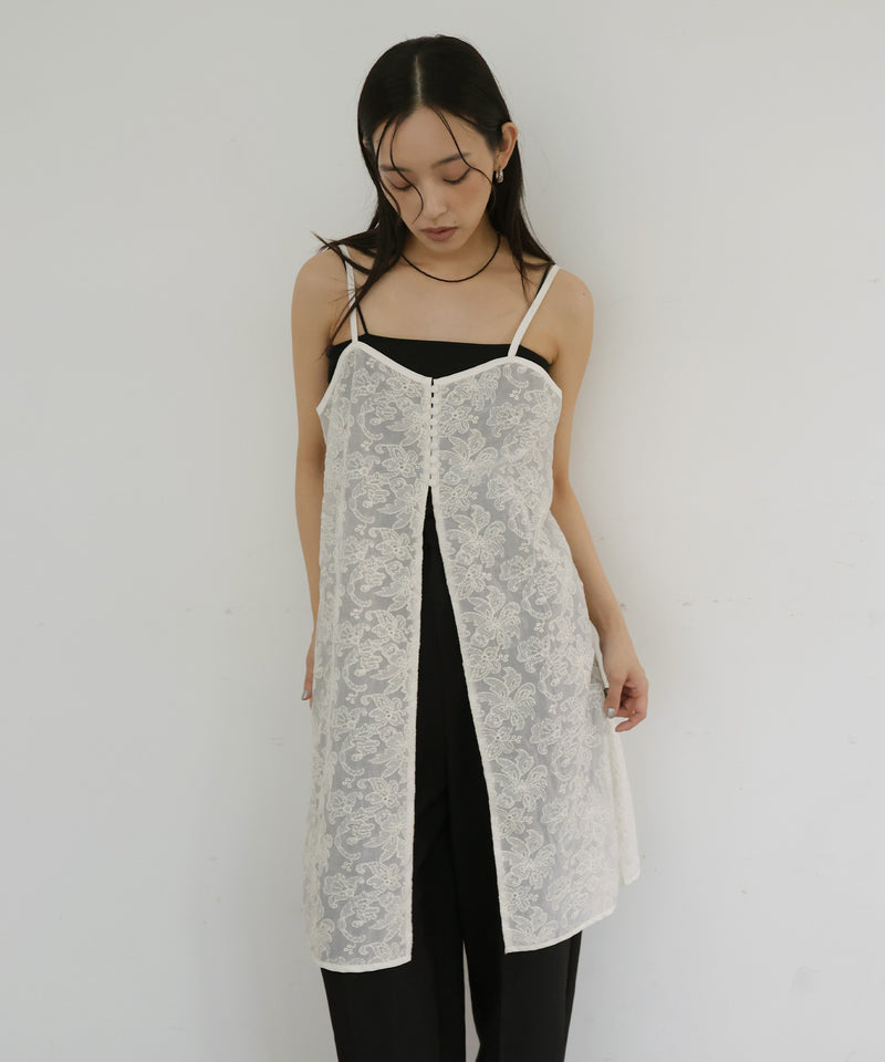 刺繍レースキャミチュニック 刺繍レースチュニックキャミワンピ – hellam