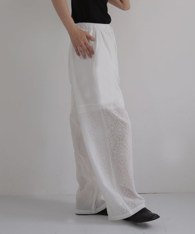 ビンテージ　レースパンツ　刺繍　ホワイト MEDE19F 〈MADE IN INDIA COLLECTION〉刺繍遣いのパッチワークレース