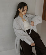 ベルト付きサッカーチェックシャツ