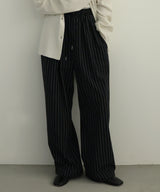 リネンライクストライプジョガーパンツ