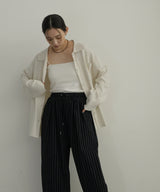 リネンライクストライプジョガーパンツ