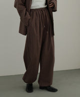 リネンライクストライプジョガーパンツ
