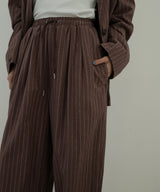 リネンライクストライプジョガーパンツ